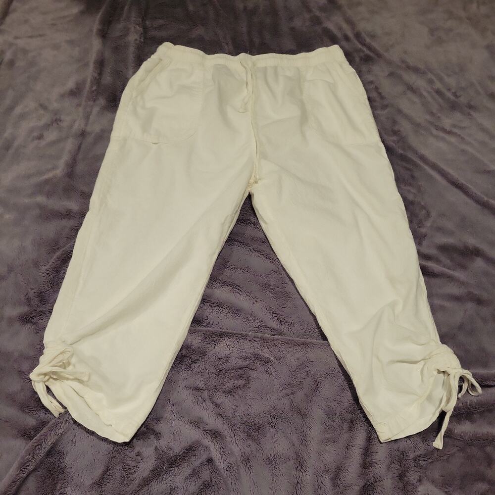 Ragton U.S.A. Capri's White Drawstring Elastic Waist Women’s Large 100% cotton